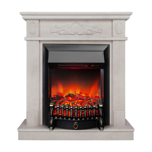 Электрокамин RealFlame Adelaida WT белый камень с очагом Fobos Lux Black RC