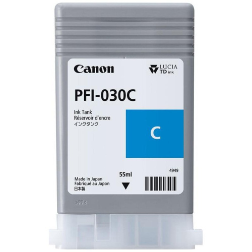 Картридж струйный Canon PFI-030C 3490C001АА голубой (55мл) для Canon imagePROGRAF TA-20, TA-30, TM-240, TM-340.