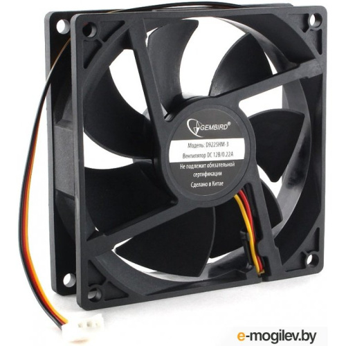 Вентилятор Gembird D9225HM-3 92x92x25, гидродинамический, 3 pin, провод 30 см
