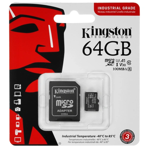Карта памяти Kingston SDCIT2/64GB microSDXC 64Гб Class 10 UHS-I U3 V30 A1 TLC в режиме pSLC