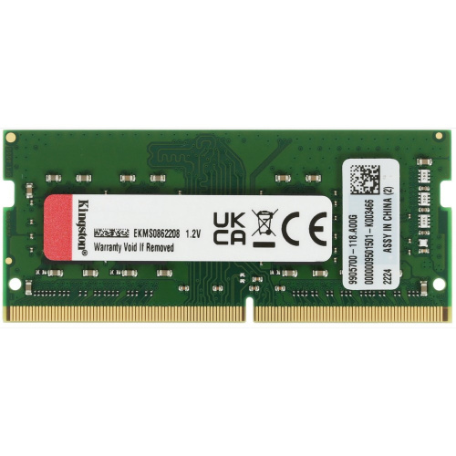 ОЗУ Kingston KVR32S22S8/8WP 8GB DDR4 3200 SO DIMM ValueRAM Non-ECC, CL22, 1.2V, 1Rx8, RTL