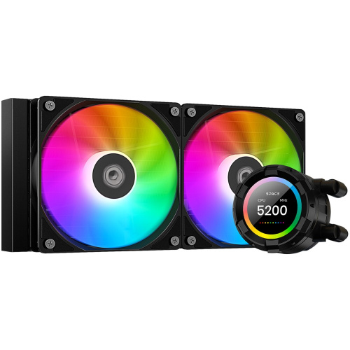 СВО ID-COOLING SL240 XE LGA20XX/1700/1200/115X/AM5/AM4 (TDP 3000W, PWM, LCD Display, Dual ARGB Fan 120mm) RET