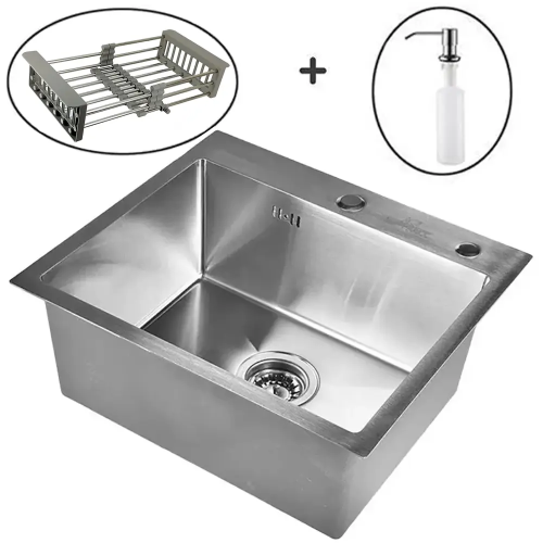Кухонная мойка Wisent WS35044 Satin с коландером, дозатором и сифоном
