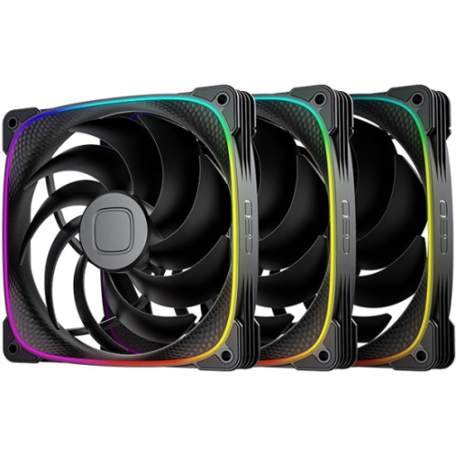 Комплект вентиляторов (3 шт.) Geometric Future Squama 2503B-14 Triple Pack (1F2503B314000 / 140mm, PWM, 2400 RPM, 91.15 CFM, 34.0 dBA, 5V ARGB, Black