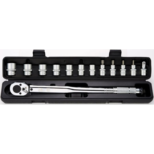 Ключ динамометрический BERGER BG2370 с набором головок 13 предметов 1/2" 28-210 Нм, щелчкового/предельного типа (Правая-Левая резьба)