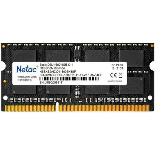ОЗУ Netac NTBSD3N16SP-04 SO-DIMM DDR3L 4Gb PC12800 1600MHz CL11 1.35V
