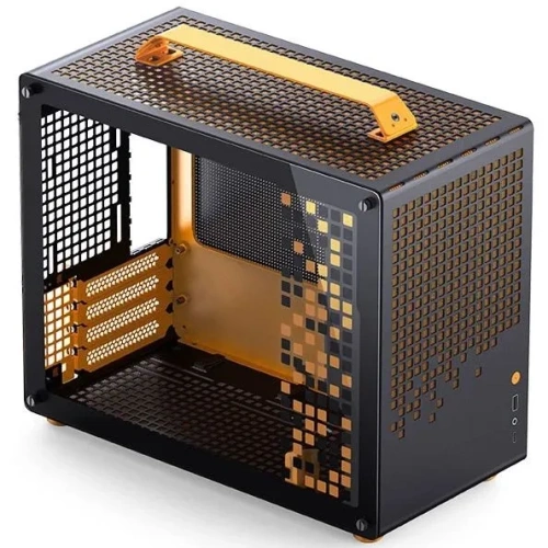 Корпус JONSBO Jonsplus Z20 Orange/Black, Mini-Tower, TG, no fan, 1xUSB-A 3.2 + mATX, mITX