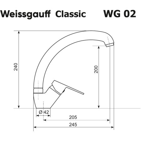 Смеситель для кухни Weissgauff WG 0204 Classic Black