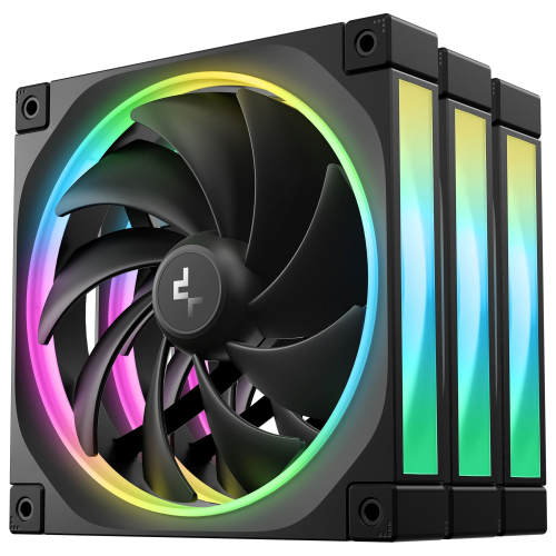 Вентилятор DEEPCOOL FL14-3 in 1 140x140x25мм (PWM, ARGB, черный, 500-1700об/мин) Color Box