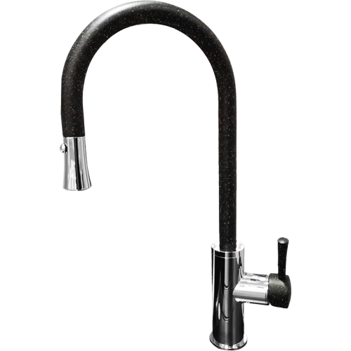 Смеситель GranFest 7652, мрамор, черный