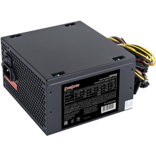Блок питания ExeGate EX282070RUS-S 550W XP550, ATX, SC, black, 12cm fan, 24p+4p, 6/8p PCI-E, 3xSATA, 2xIDE, FDD