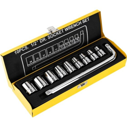 Набор торцевых ключей Deli DL2010T 10шт, материал 50BV30, головка серии 12,5мм, 9шт