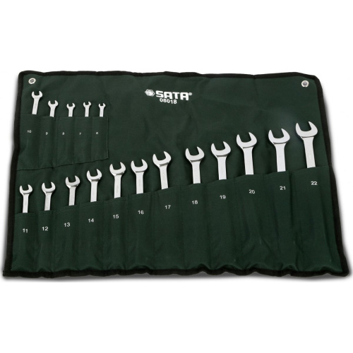 Набор ключей комбинированных Sata 08018 с накидным наконечником из 17 предметов метрический