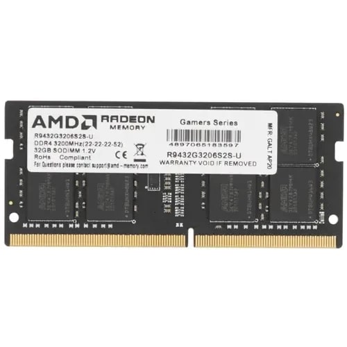 ОЗУ AMD Radeon R9 Gamer Series Gaming Memory R9432G3206S2S-U 32GB DDR4 3200 SO DIMM Non-ECC, CL16, 1.2V, RTL