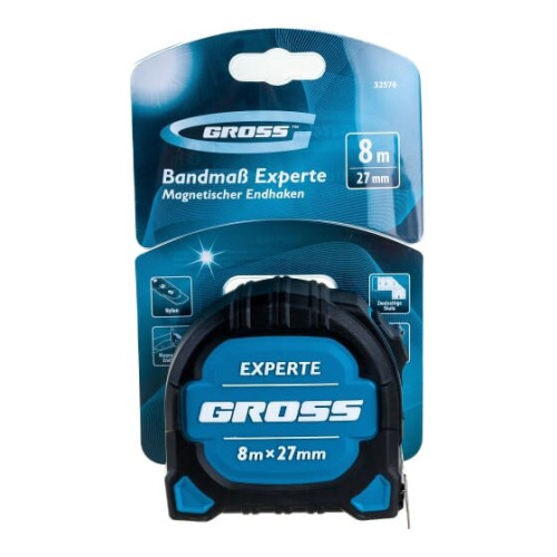 Рулетка Gross Experte 32576 8м x 27мм/двухкомпон. корпус/магнит