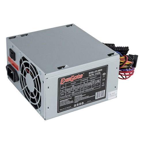 Блок питания Exegate EX219183RUS AB400, ATX, 8cm fan, 24p+4p, 3xSATA, 2xIDE, FDD