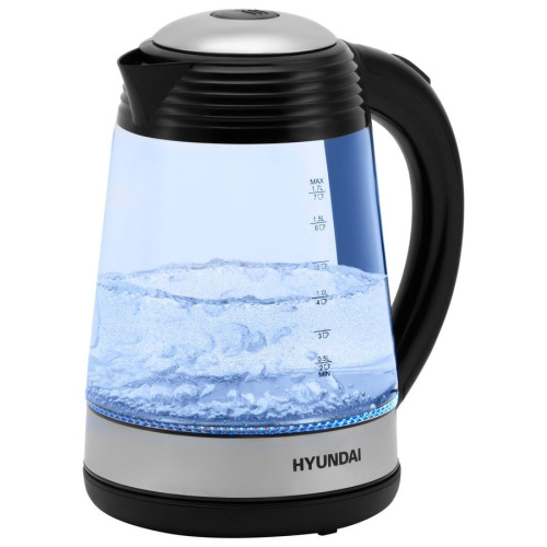 Чайник Hyundai HYK-G3803 черный/серебристый