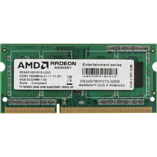 ОЗУ SODIMM AMD Radeon R5 Entertainment Series R534G1601S1SL-UO 4 ГБ