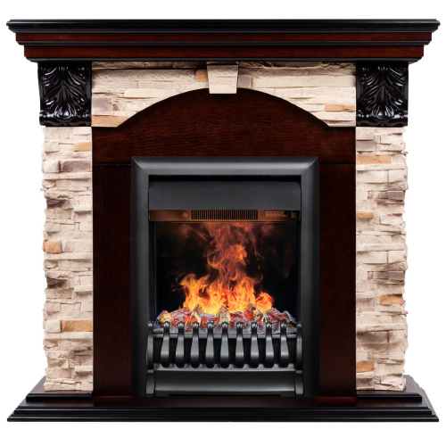 Электрокамин RealFlame Dublin Rock AO античный дуб с очагом 3D Oregan