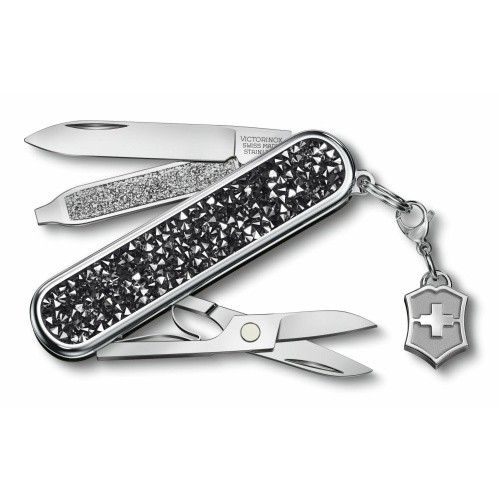 Складной нож Victorinox Classic Brilliant Crystal 0.6221.35, функций 5, 58мм, черный/серебристый, коробка подарочная