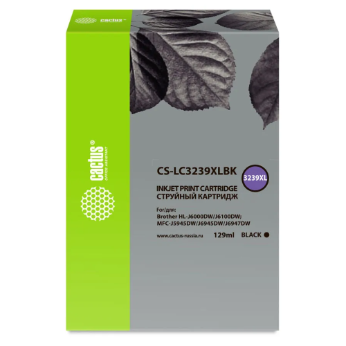 Картридж Cactus CS-LC3239XLBK черный струйный (129мл) для Brother HL-J6000DW/J6100DW
