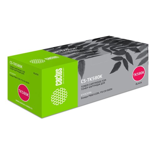 Тонер Картридж Cactus CS-TK580K черный для Kyocera FS-C5150DN (3500стр.)