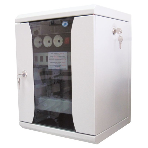 Шкаф коммутационный ЦМО ШРН-8.255-10 серый 8U 320x305мм пер.дв.стекл Шкаф коммутационный ЦМО ШРН-8.255-10 серый 8U 320x305мм пер.дв.стекл