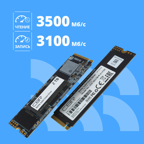 SSD CBR Base SSD-002TB-M.2-BS24b, 2048 GB, M.2 2280, PCIe 3.0 x4, NVMe 1.3, 3D TLC NAND, R/W speed up to 3500/3100