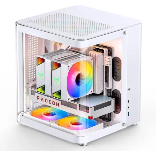 Корпус JONSBO TK-1 2.0 White без БП, боковая панель из закаленного стекла (панорама), mini-ITX, micro-ATX, белый