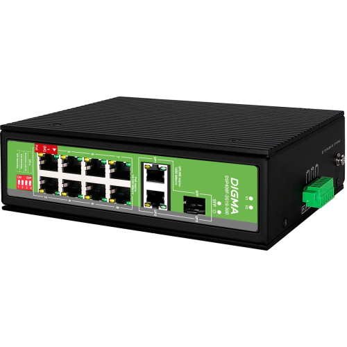 Коммутатор неуправляемый Digma DSP408F-2G1S-300 (L2) 8x100Мбит/с 2x1Гбит/с 1SFP 8PoE 8PoE+ 1PoE++ 300W