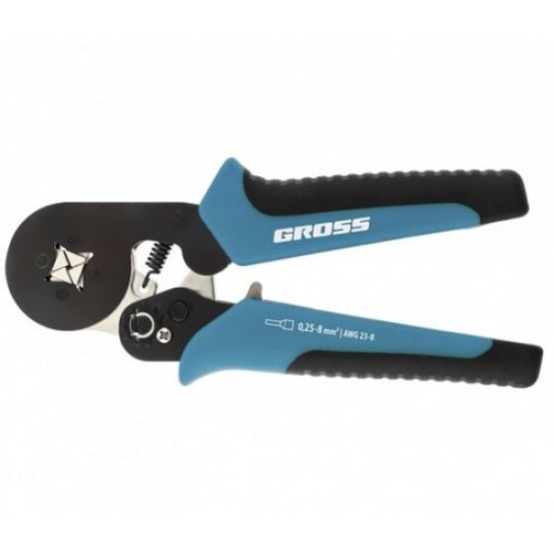 Клещи обжимные GROSS 17724 для наконечников электропроводов с сечением 0,25-8 мм2
