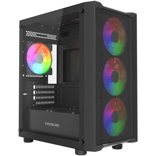Корпус Powercase Mistral Micro EM19 (CMMEM19B-A4), Tempered Glass, 4x120mm ARGB PWM fan, чёрный, mATX
