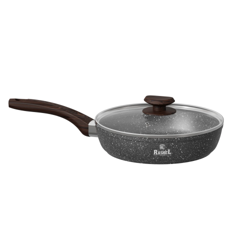 Сковорода Rashel R-10424к Титан&Гранит 24см со стекл. крышкой черный