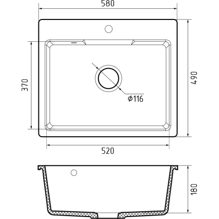 Кухонная мойка GRANFEST Urban 658 dark gray