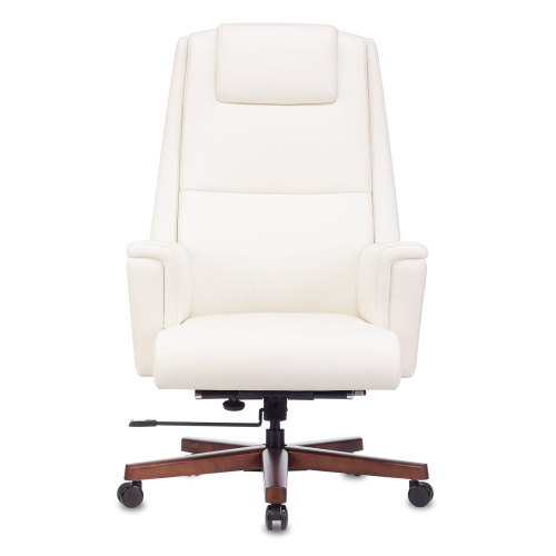 Кресло руководителя Бюрократ Duke/White белый кожа крестовина металл/дерево