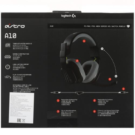 Проводные наушники Logitech G Astro A10 черный