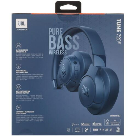 Беспроводные/проводные наушники JBL Tune 720BT синий