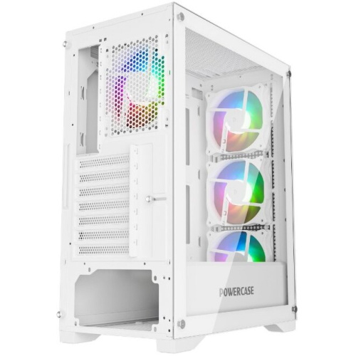 Корпус Powercase Ultimate White (CUW-A4), Tempered Glass, 4x 120mm ARGB fans, ARGB HUB, белый, ATX