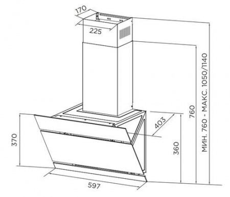 Вытяжка наклонная Midea MH60AN668GB черный/серебристый