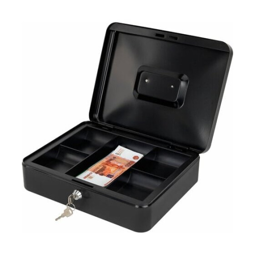 Ящик для денег BRAUBERG 291348 90х240х300мм, ключевой замок, черный