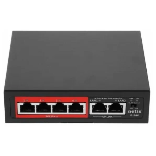Коммутатор Netis P106C 6x100Mb 4PoE+ 58W неуправляемый