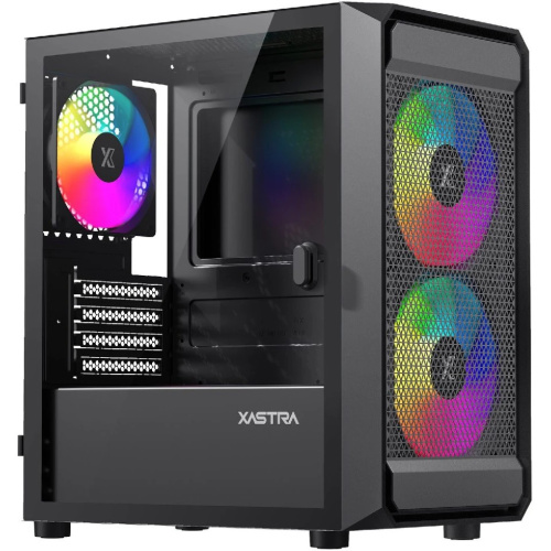 Корпус XASTRA A303M 3ARGB Black (A303M-2FC14A-1FC12A-D) mATX/Mesh tempered glass 2x140mm + 1x120mm ARGB PWM fans Door