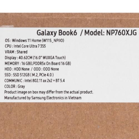 16" Ноутбук Samsung Galaxy Book6 серый