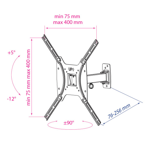 Кронштейн Kromax OPTIMA-403 черный поворот и наклон
