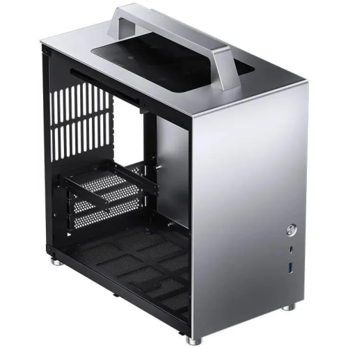 Корпус Jonsbo T8 Plus Silver без БП, боковые панели из закаленного стекла, mini-ITX, серебристый