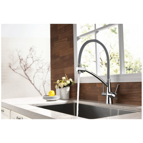 Смеситель для кухни LEMARK Comfort (LM3071C-Gray) с подключением к фильтру питьевой воды, хром