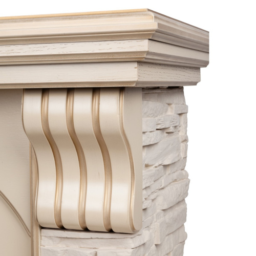 Электрокамин RealFlame Athena WT белый дуб с золотой патиной с очагом Majestic Lux Black RC