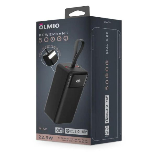 Внешний аккумулятор OLMIO M-50, 50000mAh черный