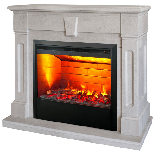 Электрокамин RealFlame Kellie 25,5/26 WT цвет белый камень с очагом 3D Helios 26