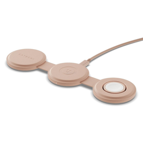 Зарядное устройство Satechi ST-QTG31R Qi2 OntheGo 3-in-1 Wireless Charger нежно-розовый